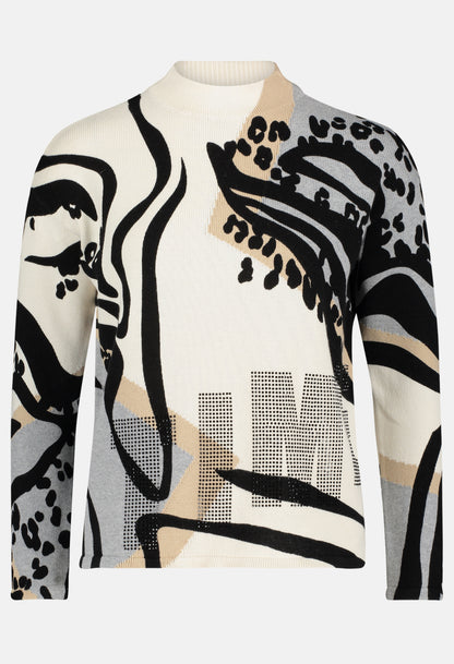 Diamante Detail Printed High Neck Jumper