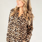 Leopard Print Buttoned V Neck