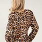 Leopard Print Buttoned V Neck