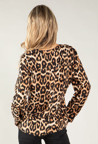 Leopard Print Buttoned V Neck