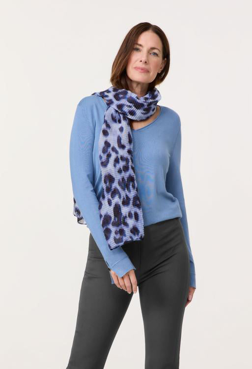 Pleated Leo Print Scarf