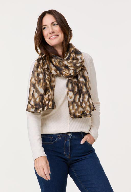 Pleated Leo Print Scarf