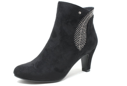 Suede Diamante Heeled Boot