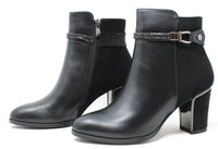 Leather Block Heel Boot