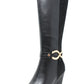 Gold Buckle Knee High Wedge Boots