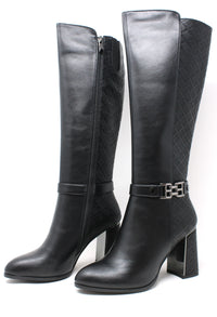 Quilted Detail Knee High Boots