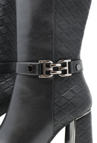 Quilted Detail Knee High Boots