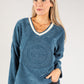 Cord Embellished V Neck Sweatshirt