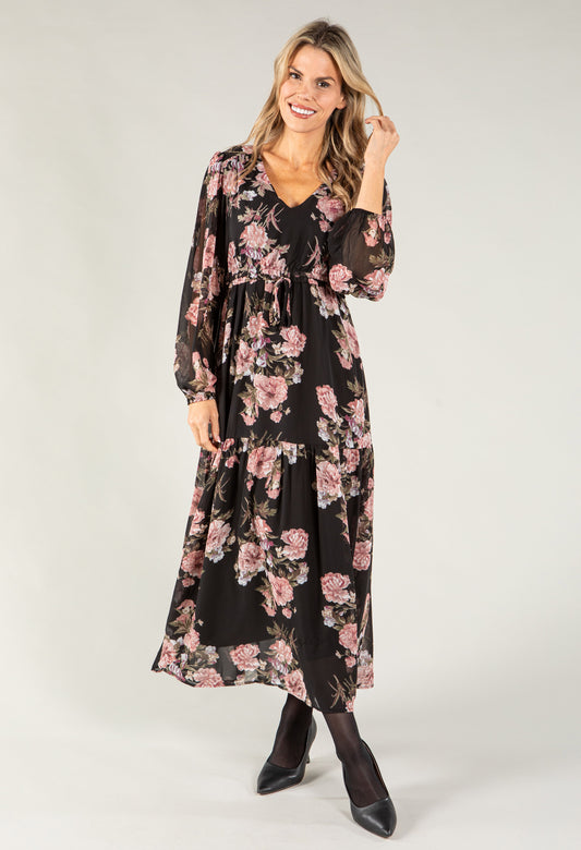 Floral Drawstring Waist Dress