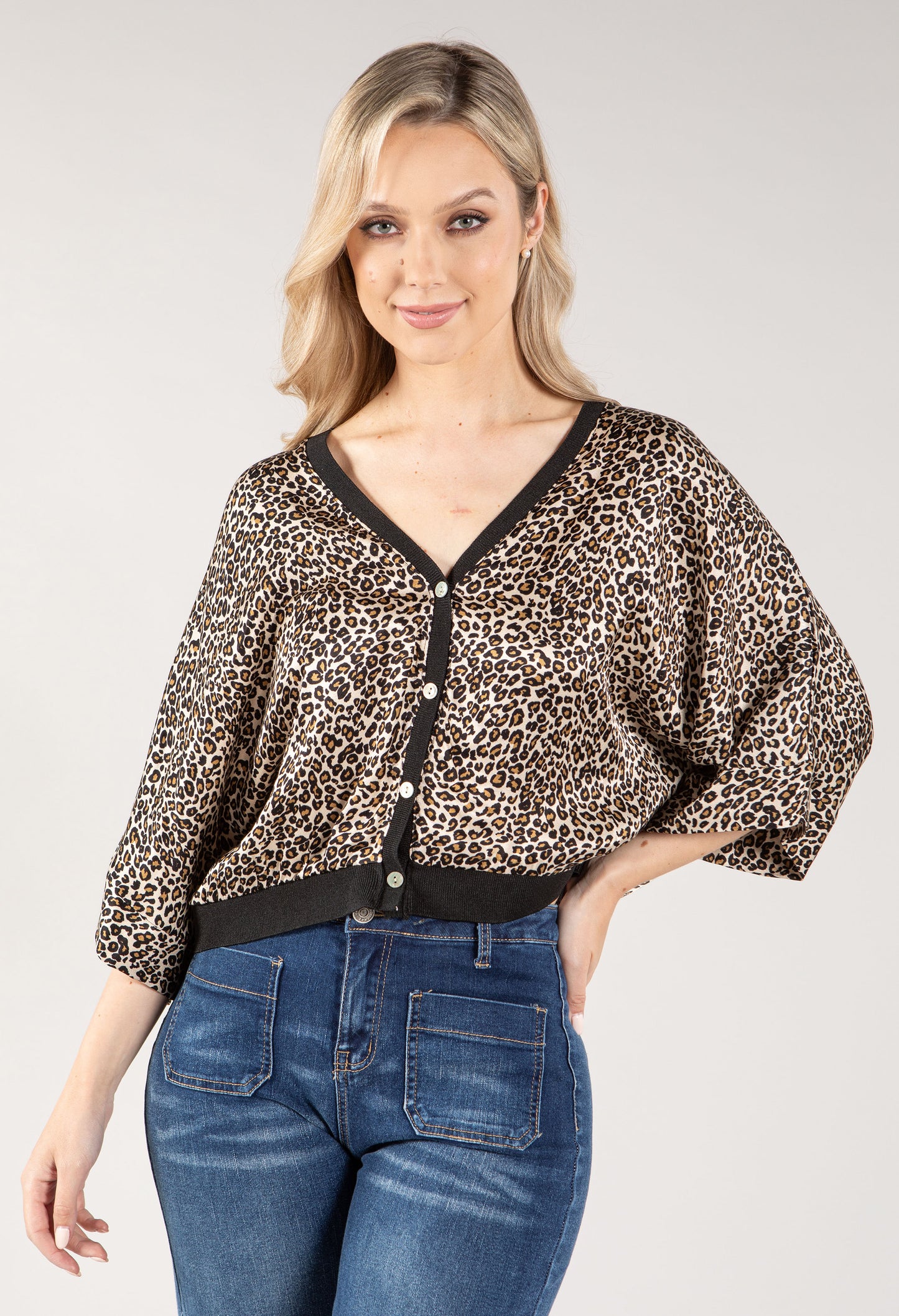 Leopard Print Silk Cardigan