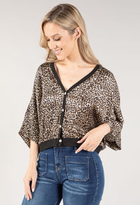 Leopard Print Silk Cardigan