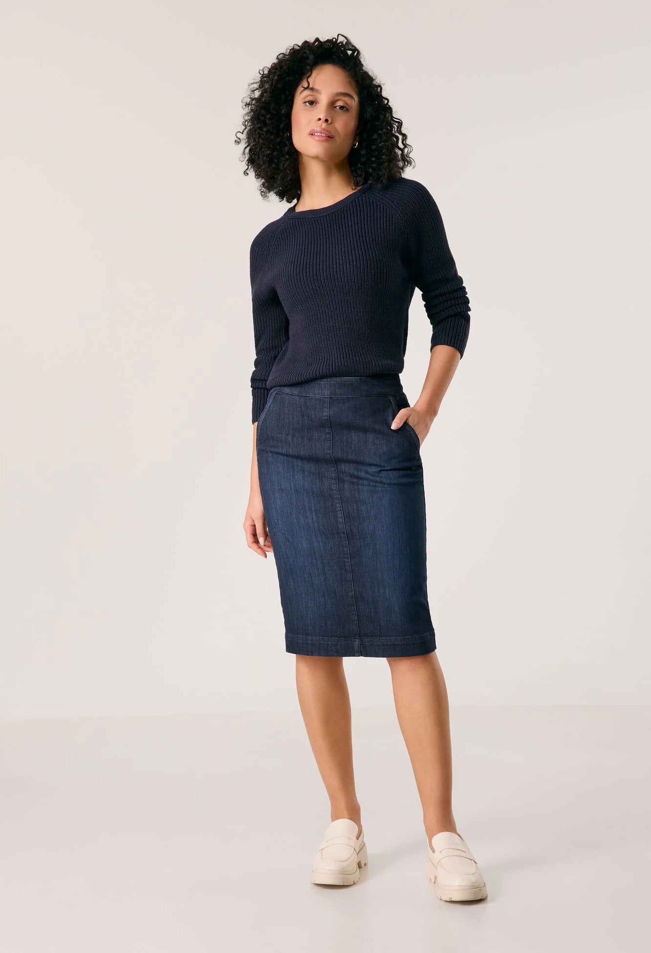 Denim pencil skirt