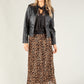 Pleated Leopard Print Skirt