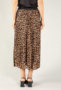 Pleated Leopard Print Skirt