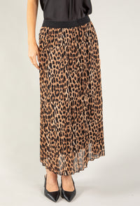 Pleated Leopard Print Skirt