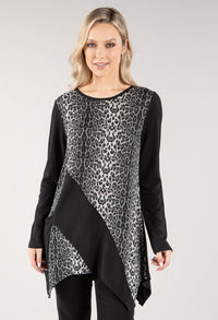 Leo Print Longline Knit Top