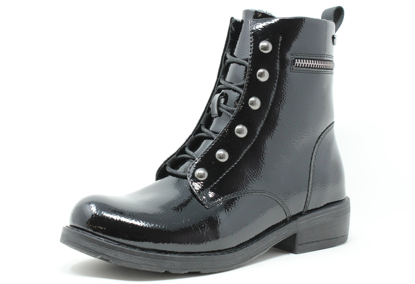 Patent Lace Up Boot