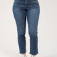 "Ab"solution High Rise Cascading Embroidered "D" Slim Straight Jean