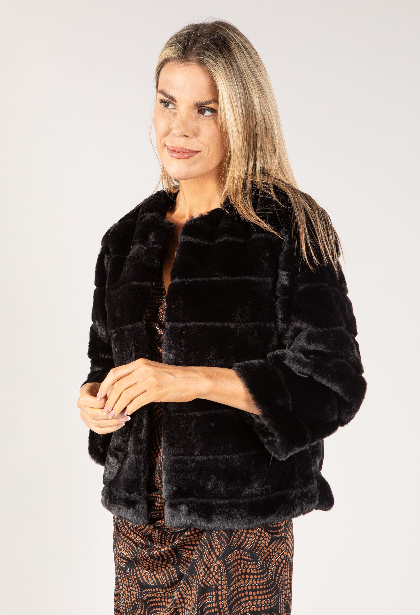 Clasp Close Faux Fur Jacket