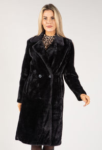 Faux Fur Double Breasted Longline Coat