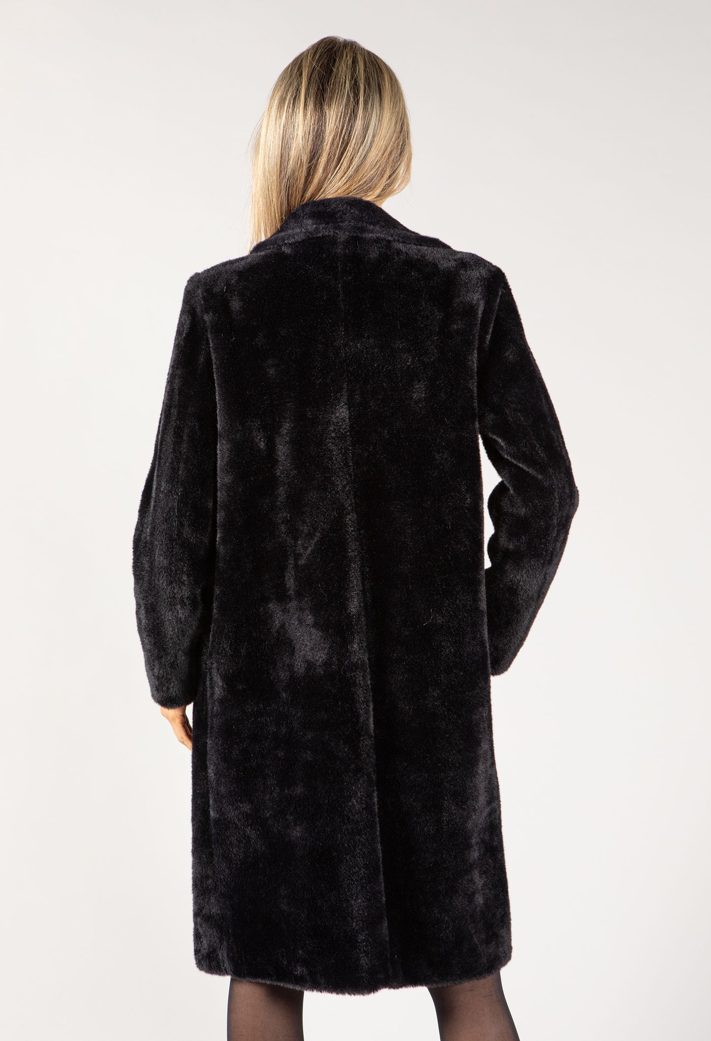 Faux Fur Double Breasted Longline Coat