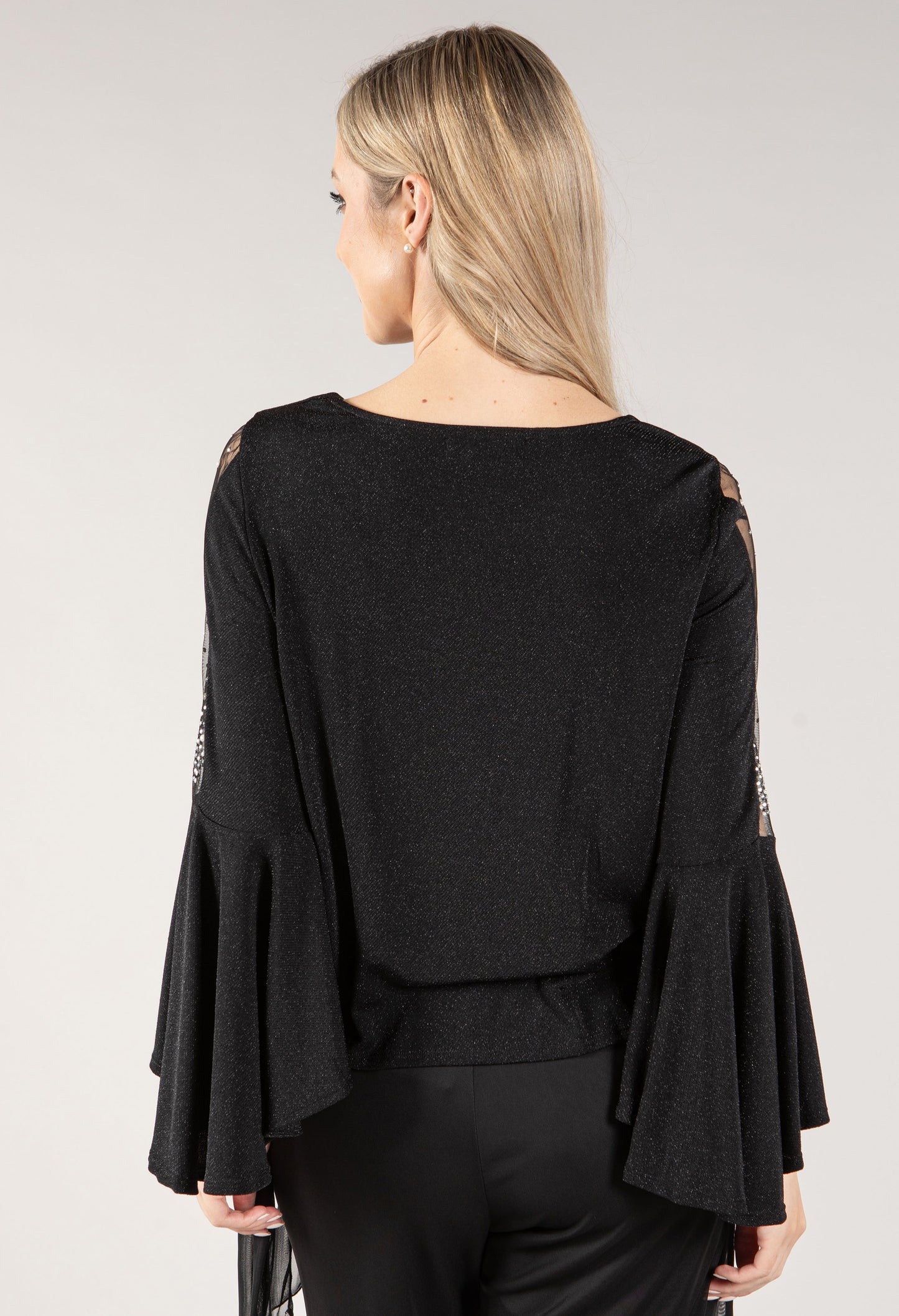 Pearl Detail Flare Sleeve Top