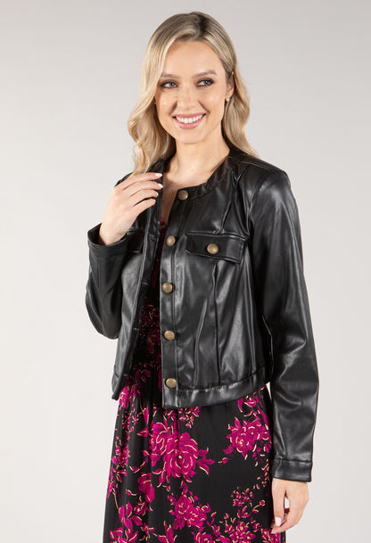 Leather Look Buttoned Jacket