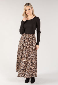 Leo Print Contrast Maxi Dress