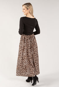 Leo Print Contrast Maxi Dress