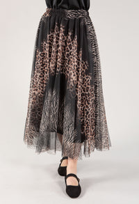 Animal Print Tulle Skirt