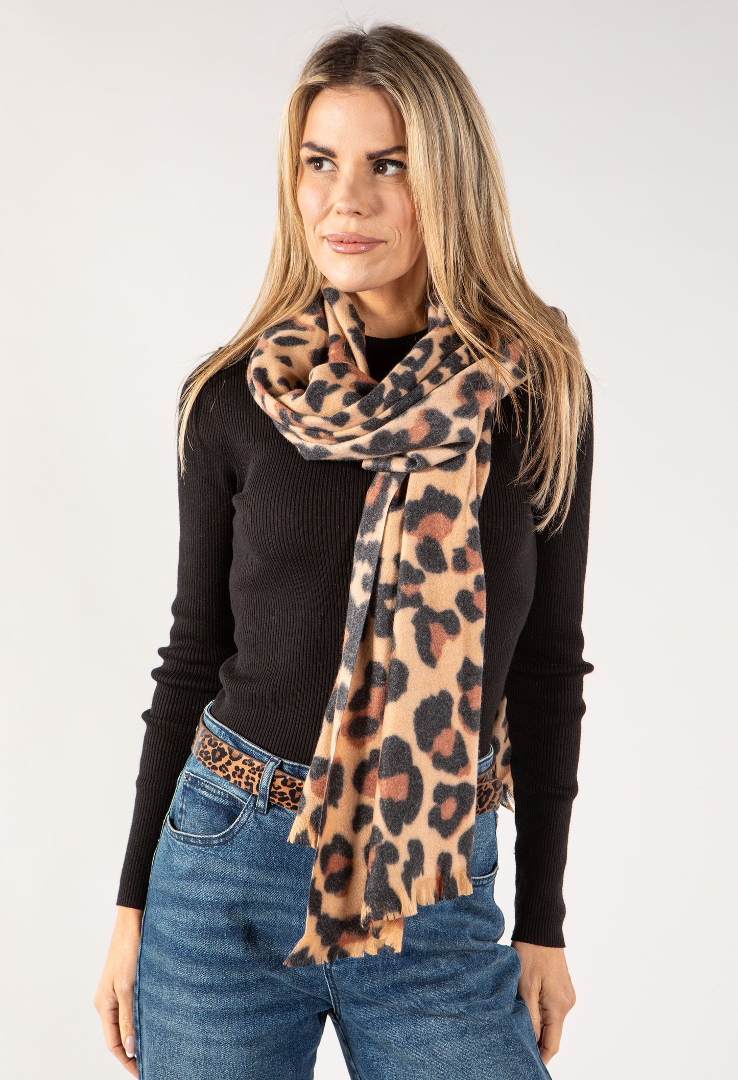 Soft Touch Leo Print Scarf