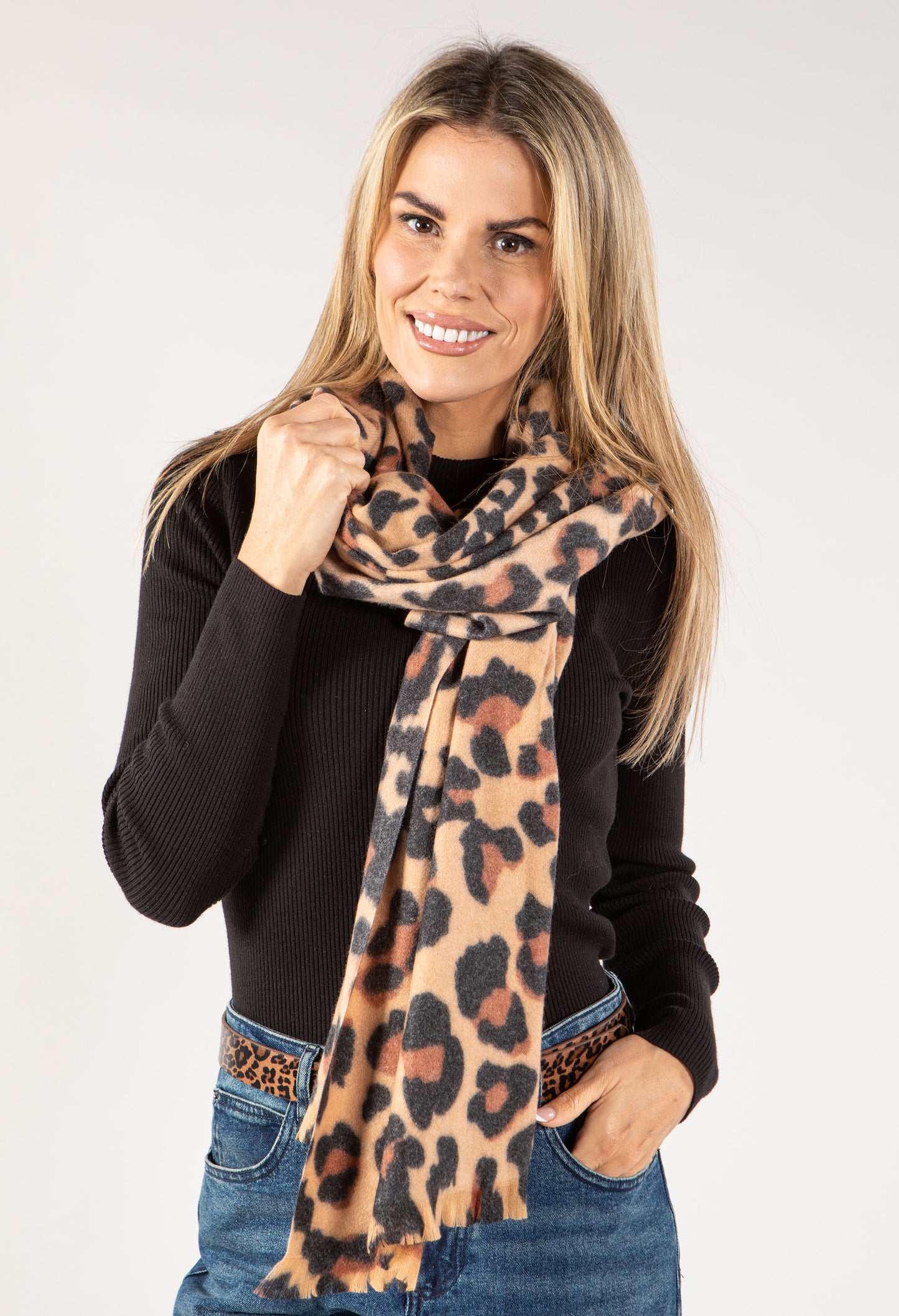 Soft Touch Leo Print Scarf