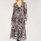 Abstract Zebra Print Plisse Pop Over Dress