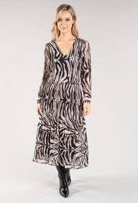 Abstract Zebra Print Plisse Pop Over Dress