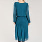 Plisse Pleated Long Sleeve Pop Over Dress