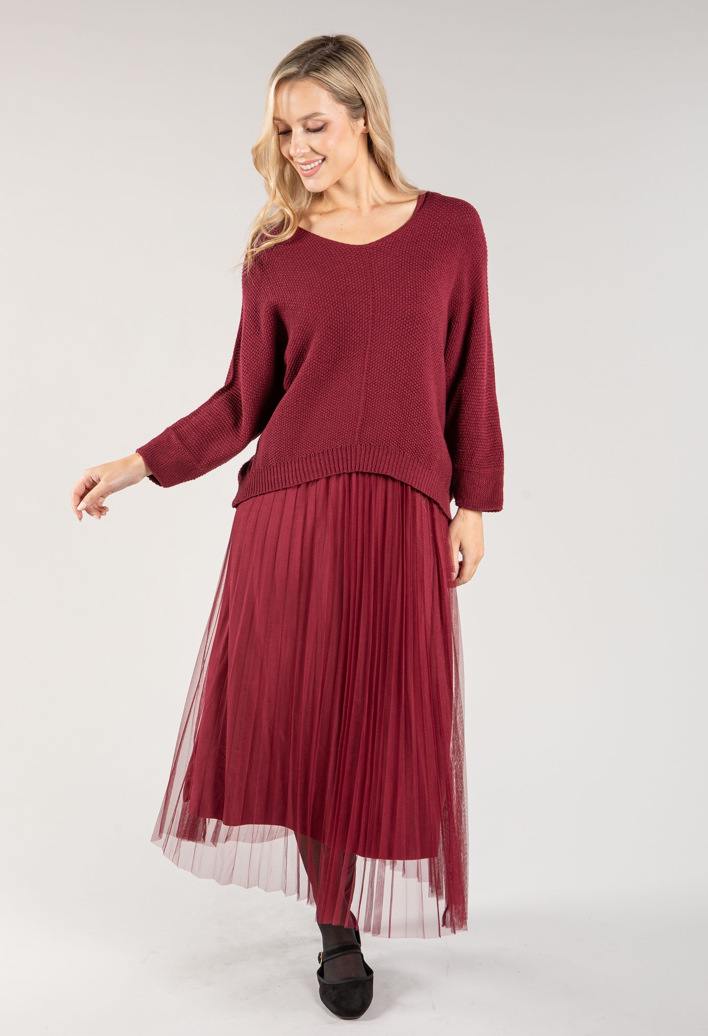 Knit Pop Over Tulle Dress