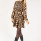 Ruched Waist Large Leopard Print Short Dress