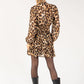 Ruched Waist Large Leopard Print Short Dress