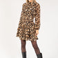 Ruched Waist Large Leopard Print Short Dress