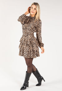 Mini Leopard Print Ruched Waist Short Dress