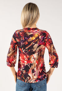 Abstract Print V Neck Top