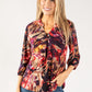 Abstract Print V Neck Top