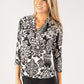 Abstract Print V Neck Top