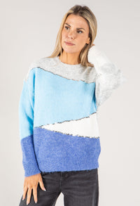 Colour Block Sequin Knit Jumper