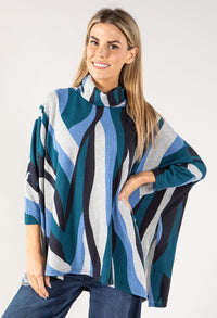 Roll Neck Knit Poncho Style Top