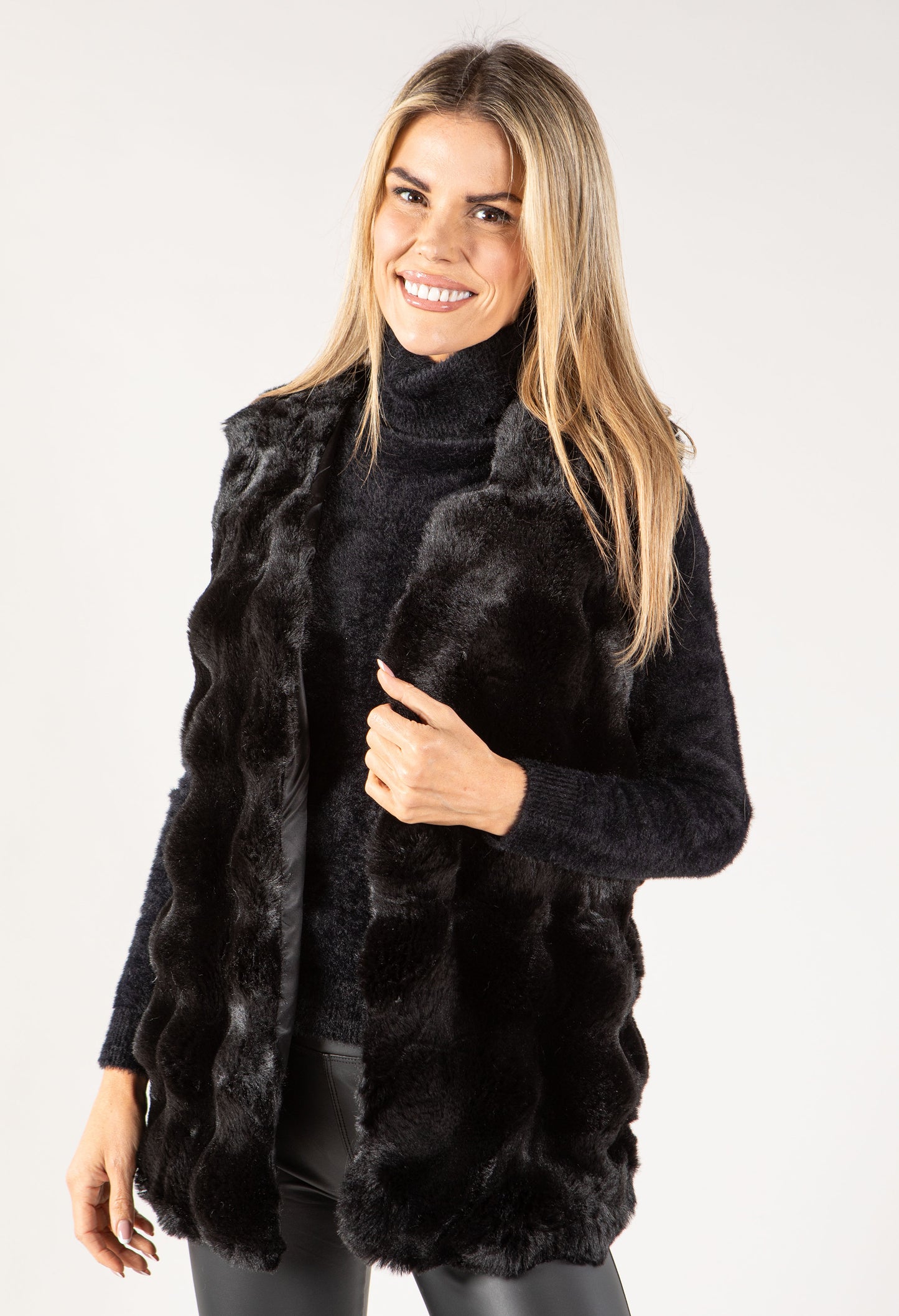 Faux Fur Sleeveless Coat