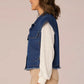 Cap Sleeve Fray Hem Denim Vest