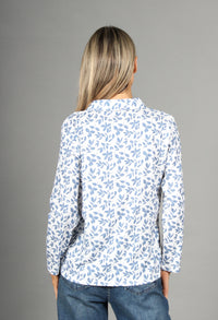 Soft Leaf Print Buttoned Blouse