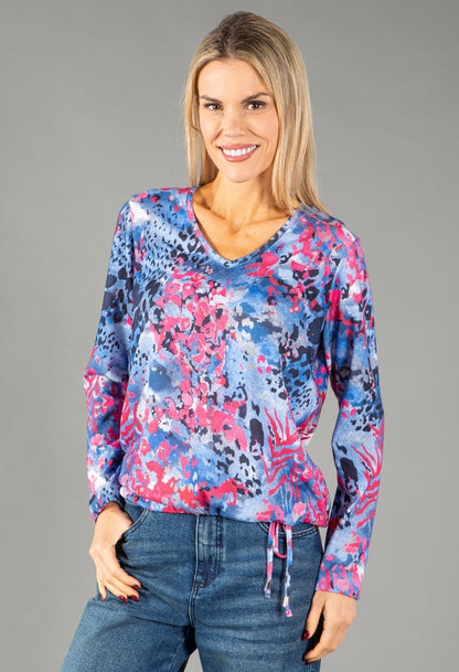 Fine Knit Floral Print Top