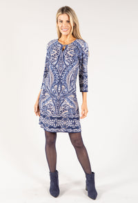 Paisley Print Keyhole Neckline Dress